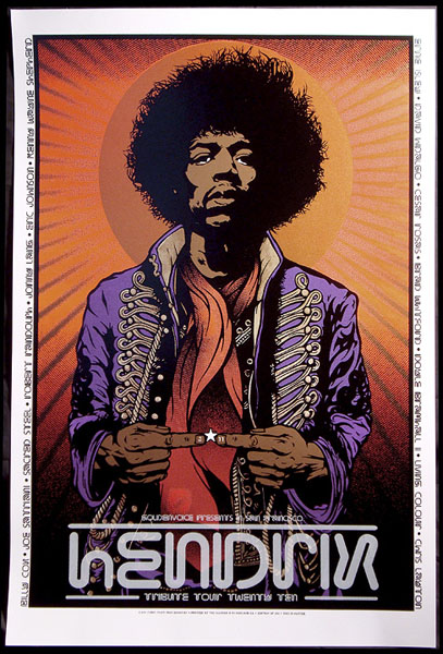 Hendrix Tribute Tour poster by Chris Shaw & Ron Donovan