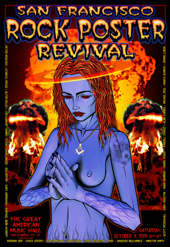 San Francisco Rock Poster Revival Poster by Chris Shaw 1999
